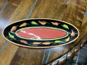 Clay Art Oval Serving Platter Jalapeno Pattern 19"x8" by StoneLite Hand Painted