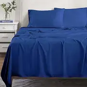 Superior 300 Thread Count King Sheet Set, 100% Modal from Beech, Solid, Navy Blue