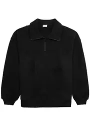 Saint Laurent Logo-embroidered Half-zip Cotton Sweatshirt - Black - L L