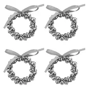 4pc Bread and Butter Steel Bell Napkin Rings Serviette Holder Buckle Silver