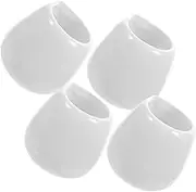 EXHUMKY Mini Ceramic Sauce Cup 4pcs White Gravy Boat with Spout for Restaurant and Home Use