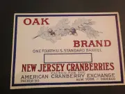 NEW UNUSED Eatmor New Jersey Oak Brand Cranberries Fruit Crate Barrel Label 7X10