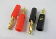 10x Gold Banana Male Audio Speaker Plug Screw Test Connector Adapter Black & Red