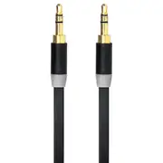 Gecko 1m Flat 3.5mm Male to M AUX Cable Gold Plated Audio Cord f/ Car/Phone BLK