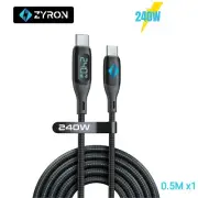 ZYRON 240W USB C to USB C Cable 0.5m Long Type C Charging For Samsung iPhone 15