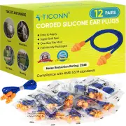 12 Pairs of Reusable Silicone Earplugs for Sleep and Study Noise Reduction