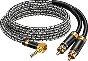 Wekuant Audiophile RCA Cable, [2M/6.5Feet, Silvered-Plated Copper core] 3.5mm Male to 2RCA Male Stereo Audio Adapter Cable with Outer diameters 6.5mm for Smartphones, Tablets, Speakers, HDTV