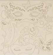 Stamperia DECORATIVE CHIPS - 5.5" x 5.5" - MASQUERADE - MASKS, Peacock Feathers