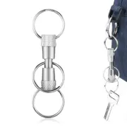 3-Way Quick Release Keychain, Detachable Key Rings Pull Apart Separate Silver