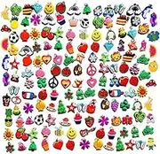 105pcs Colourful Rubber Loom Band Charm, Mixed Silicone Bracelet Charms Pendant, Loom Rubber Bands Charms, Bracelet Pendant with Hooks (Multicoloured)