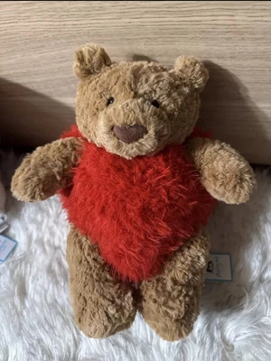 JELLYCAT BARTHOLOMEW BEAR Red HEART THROB Valentine Holiday Plush Toy Love Gift