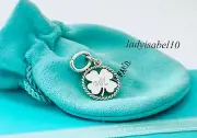 Tiffany & Co. Clover Leaf Charm Twist Letter M Initial Oval Clasp Silver w Pouch
