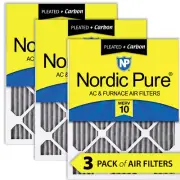 12x30x1 (11_7/8x29_7/8) Furnace Air Filters MERV 10 Pleated Plus Carbon 3 Pack
