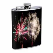Fireworks Em2 Flask 8oz Stainless Steel Hip Drinking Whiskey