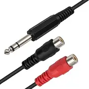 6.35 mm to 2RCA Female Cable, tunghey 6.35mm 1/4 inch Male TRS to Stereo 2 RCA Female Splitter Audio Adapter Cable