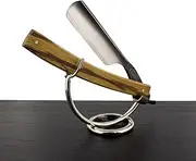 West Coast Shaving Marbled Wood Straight Razor, 6/8 Carbon Steel