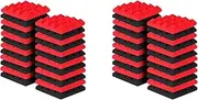 Binxind 48Pcs 25X25X5Cm Studio Acoustic Soundproof Foam Pyramid Noise Insulation Sound Absorption Treatment Panels Black+Red