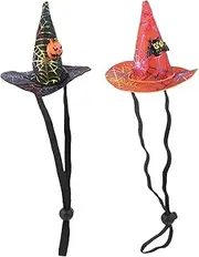 LIGHTAOTAO 2Pcs Adjustable Pet Halloween Hats Comfortable Cat Dog Costume with Elastic Band for Halloween Parties Features Pumpkin
