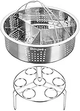 Skingwa Steamer Basket for Instant Pot Pressure Cookers Pots Accessories Steamer Basket with Egg Steamer Rack Steamer Divider (Steamer Basket+ Rack+Divider)