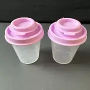 Tupperware Mini Salt & Pepper Shakers Midgets Flip Top Seal 2oz Set lilac
