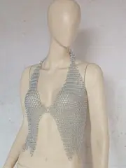 New style Aluminium Butted Silver Chainmail Top for Women's Fashion Purpose