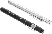 FELTECHELECTR 2pcs LED Medical Inspection Tool Black & Silver Nurse & Doctor Pen Torch Light for Eye and Oral Checks Portable LED Checking Light