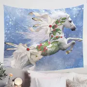 Snowflakes Winter White Horse Tapestry