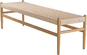 LYXWGRZD Dining Bench, Woven Wood Bench, Dining Room Bench, Sturdy and Stable, Table Benches, Kitchen Table Bench, Easy Assembly(Natural)