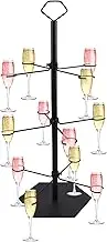12 Drinks Champagne Tower Stand, 3 Tier Cocktail Tree Stand for Martini, Margarita Cups Tasting, Wedding, Bridal Shower Party, Black