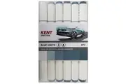 6pc Kent Spectra Graphic Markers Brush Chisel Nib Drawing Design Blue Greys Set