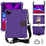 Hive iPad Case For iPad Pro11//Air4 10.9 Durable Stand Cover With Shoulder Strap-PurpleBlack