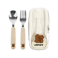 在飛比找Yahoo奇摩購物中心優惠-韓國 UBMOM 可可狗不鏽鋼餐具組-附收納盒|兒童餐具|湯