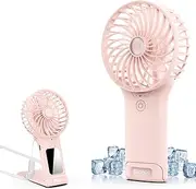 Bigqin Mini Portable Fan, USB Rechargeable Fan with Mirror and Lanyard, 4 Speed Silent Battery Operated Hand held Fan, Powerful Mini Fan for Home,Office,Travel and Outdoors,Pink