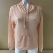 Original Weatherproof Women's Vintage Slub Hooded Shirt Top Peach/Pink Size S