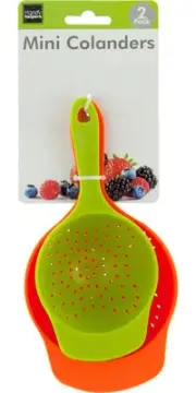 Brandobay Mini Colanders Set 2 Plastic Pack Kitchen Mesh Food Strainers Handles