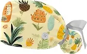 [YTYVAGT] 2-Pc,Gourd-Shaped Working Cap,Fisherman Hat with Buttons and Cotton Sweatband,Fruit Pattern Pineapple Leaves
