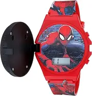 [Accutime] Kids Marvel Spider-Man Digital Quartz Plastic Watch for Boys & Girls with LCD Display, Red/Black (Model: SPD4483), Red/Black 2, Digital Quartz