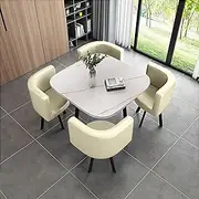 Round Marble Dining Table Set with 4 Chairs Office Reception Desk and Chair Set Suitable for Lounge and Living Room