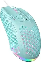 SOLAKAKA SM900 Green Wired Gaming Mouse with Honeycomb Shell,12800 DPI,7 Programmable Buttons,Lightweight Gaming Mice Ergonomic Computer Mouse Gaming for Windows/PC/Mac/Laptop Gamer
