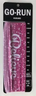 "Believe" Pink Headband by GoRunUSA, Polyester Blend, great for Running & more