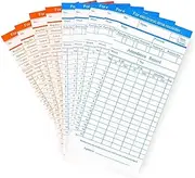 Flexzion Time Cards, Monthly Timesheet, Clock Timecard - 90 Pack, 6 Column 2-Sided Orange/Blue, Card for Time Punch Clock, Employee Attendance, Payroll Recorder, Small Business