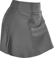 [Generic] Women's High Waisted Swim Skirt Twisted Waist Pleated Skorts Swimsuit Tummy Control Tankini Bikini Bottoms with Liner