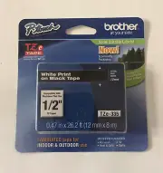 Brother 1/2" (12mm) White on Black P-touch Tape for PT1200, PT-1200 Label Maker