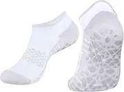 [YUEDGE] Yoga Pilates Grip Socks for Women, Non Slip Cushioned Ankle Athletic Socks Anti Slip Home House Hospital Floor Socks