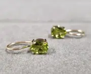 Natural Oval Peridot 14k Gold Earring For Women, Lever back, 7x5 MM Peridot