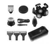 silver 5 in 1 Cordless Electric Shaver Rechargeable Mens Razor Wet Dry Rotary Shaver IPX7 Waterproof