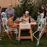 Halloween Yard Decorations 170 Skeletons Realistic Jointed Skeleton Props for Garden Lawn and Haunted House Parties Durable Plastic English Text Multipurpose U