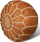 Brown Boho Handmade Unstuffed Pouffe Moroccan Leather Ottoman