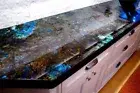 Custom Made Labradorite Stone Slab Table Geode Countertop Dining Table for Home