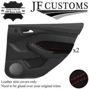 RED STITCH LEATHER 2X REAR DOOR TRIM COVERS FOR FORD FOCUS MK3 11-14 5DR JF1 (for: Ford)